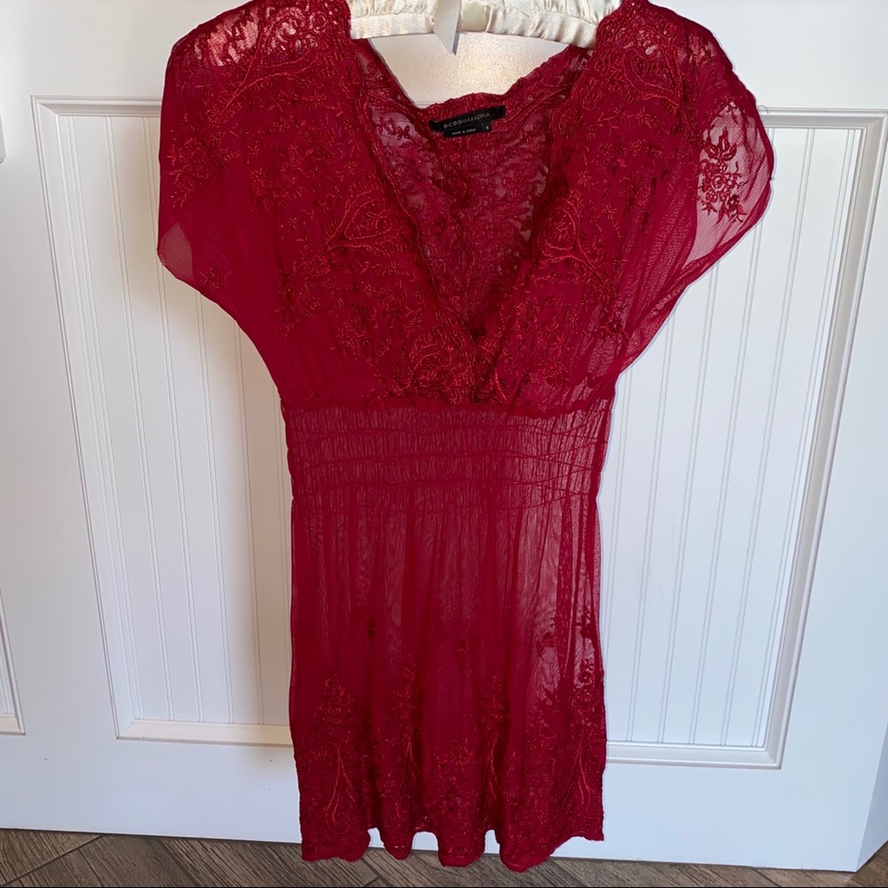 BCBGMaxAzria Sheer Lace Tank